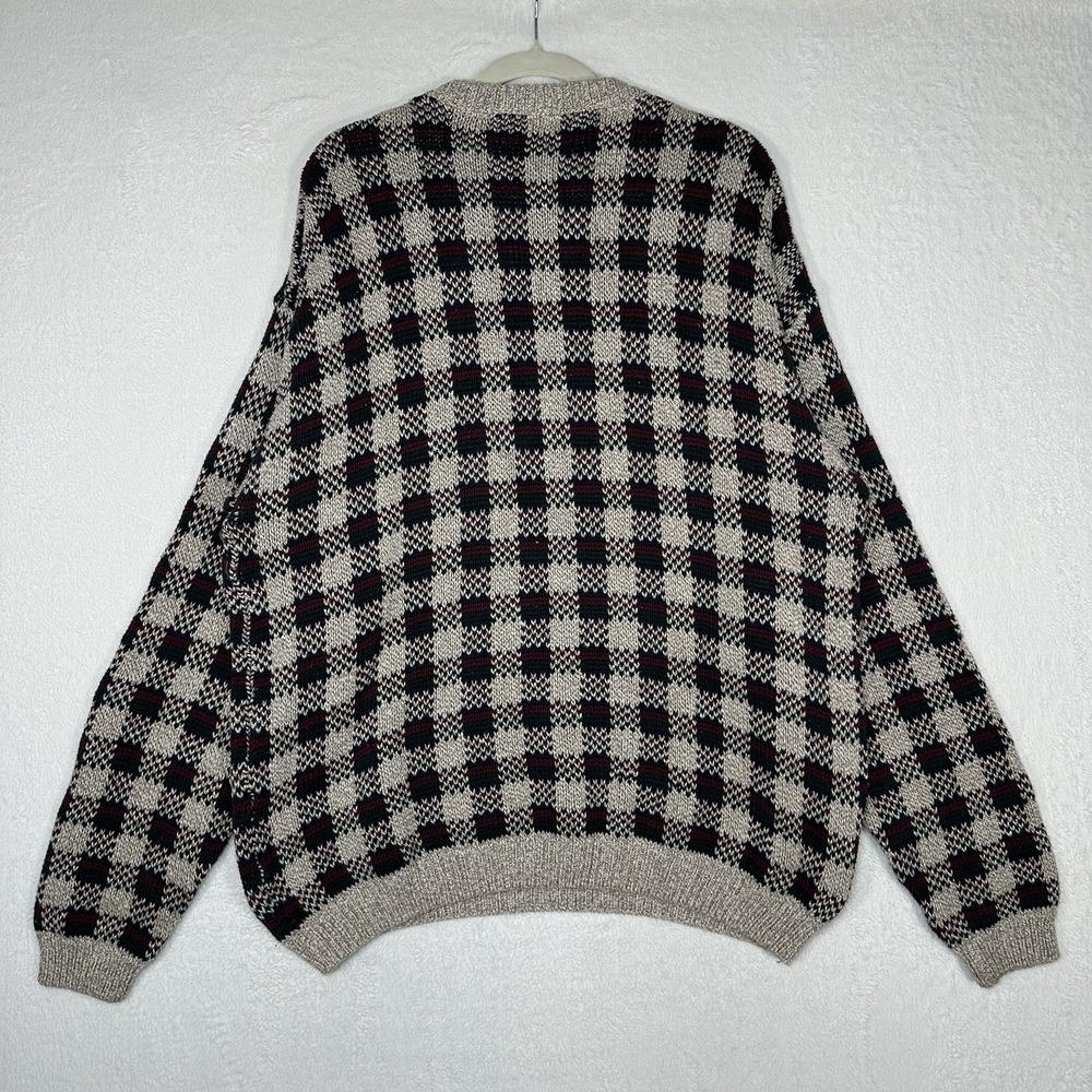Vtg Eddie Bauer Sweater Mens XL Plaid Check Knit Cotton Grandpa Gorpcore 90s USA - Picture 7 of 8
